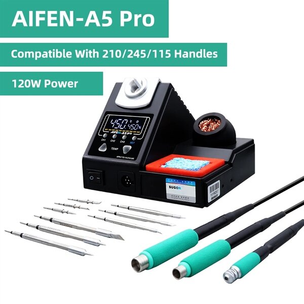 Máy hàn AIFEN A5 Pro dùng mũi C210 tay cầm điều khiển (kèm 3 mũi thẳng, cong, vát)