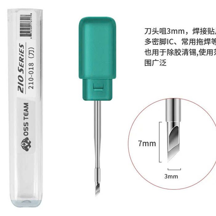 Mũi hàn C210 OSSTEAM 210-018 đầu dao, hình phóng to ghi lưỡi rộng 3mm và dài 7mm