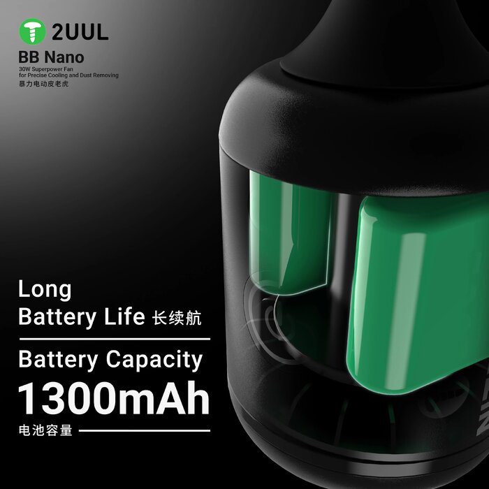 Hình cắt thân máy thổi 2UUL BB Nano cho thấy khối pin 1300mAh bên trong