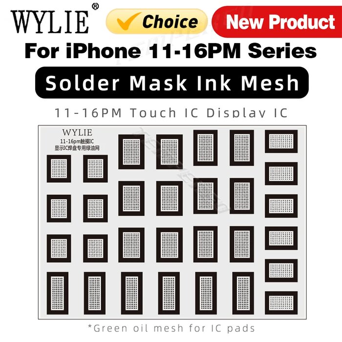 Kích thước tấm lưới chống lem WYLIE iP11-16PM 95 x 70 mm in trên bao bì hãng