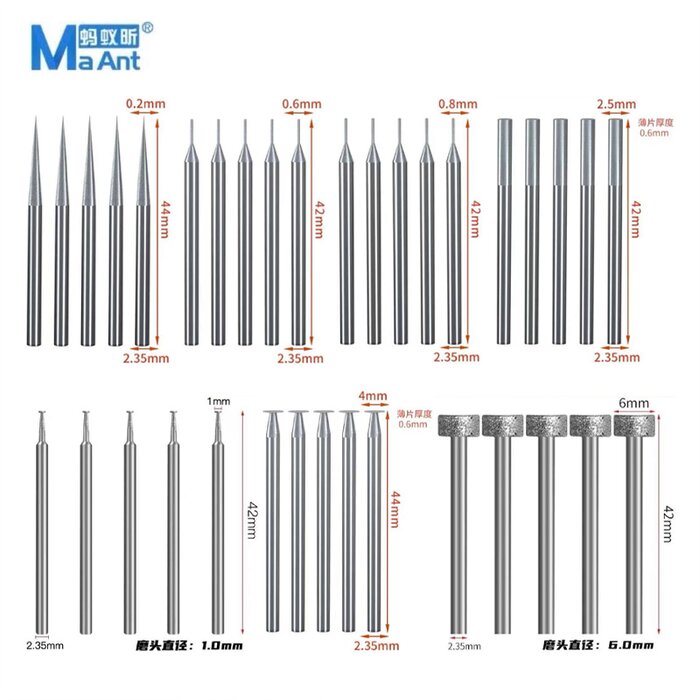 Mũi mài, mũi cắt MAANT của máy mài bút cỡ 2.35mm