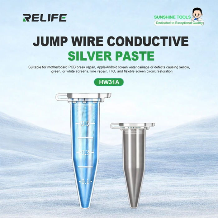 Keo bạc dẫn điện, fix tai thỏ, vẽ mạch RELIFE HW31A sửa chữa màn hình xanh vàng