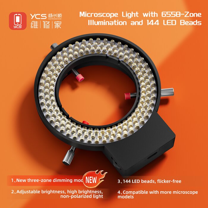 Đèn kính hiển vi YCS 6558 & 70 Ultra nguồn sáng phân vùng 144 bóng đèn LED