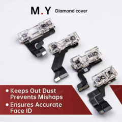 Bộ nắp bảo vệ ống kính camera trước M.Y gồm 4 chiếc cho iPhone X~17 Pro Max, hỗ trợ sửa chữa Face ID