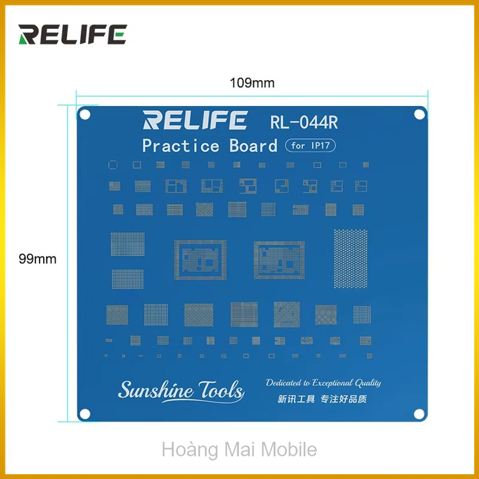 Mặt Practice Board for IP17 của bảng RELIFE RL-044R với kích thước 109 mm ngang, 99 mm dọc