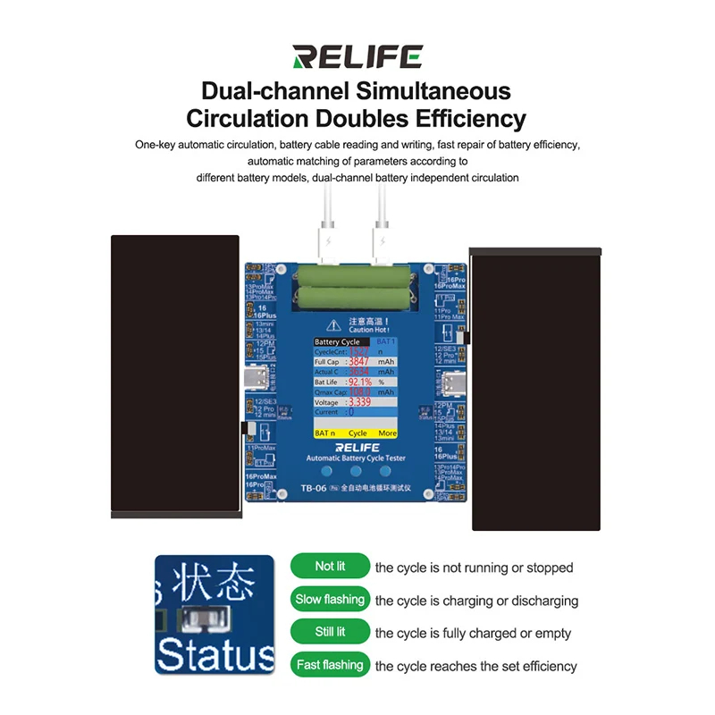 Chi tiết các cổng kết nối trên Box nạp xả % pin RELIFE TB-06 Pro