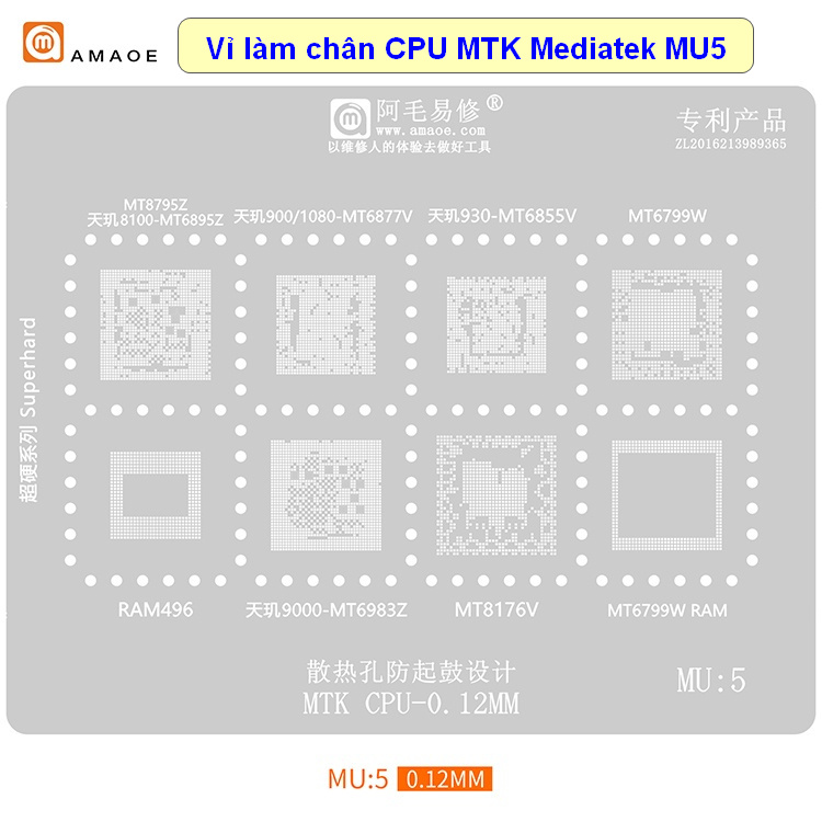 Vỉ làm chân CPU AMAOE MTK-MU5 dành cho MTK CPU