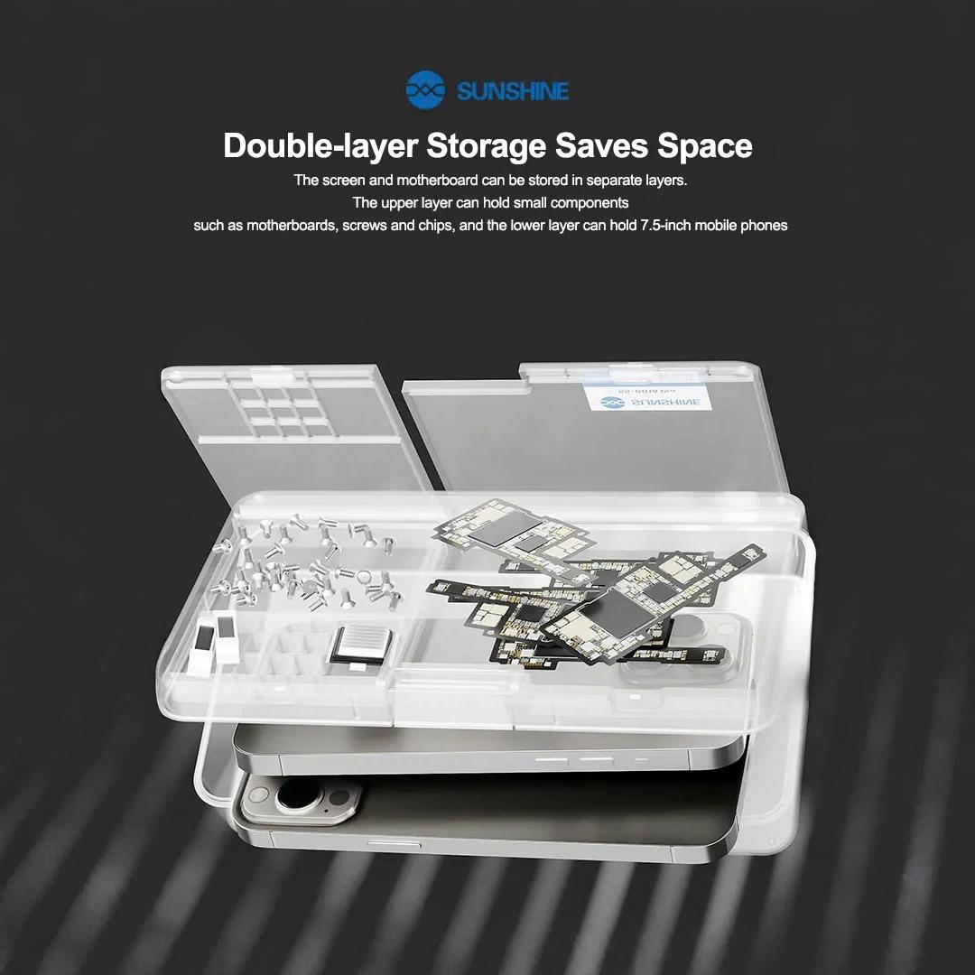 Hộp nhựa 2 tầng SUNSHINE SS-001A Pro – Giải pháp lưu trữ linh kiện sửa chữa điện thoại.
