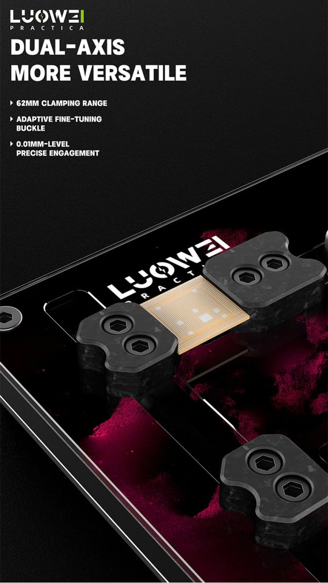 Kẹp main LUOWEI LW-AP06 đang được sử dụng để sửa chữa bo mạch điện tử.