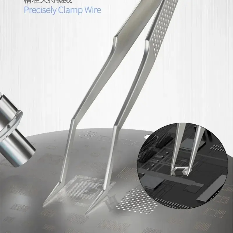 Hình ảnh Panh nhíp WYLIE WL-837S đang được sử dụng để sửa chữa bảng mạch điện tử.