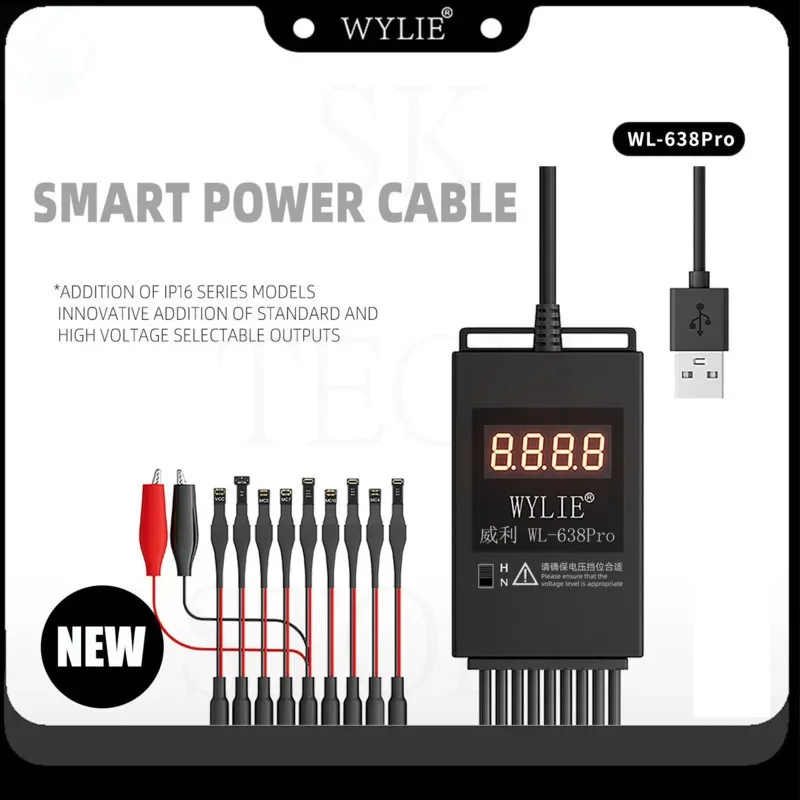 Dây cấp nguồn WYLIE WL-638Pro với thiết kế tối ưu, hỗ trợ sửa chữa đa dạng cho iPhone và Android.