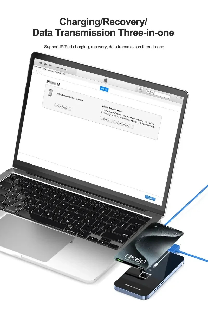 Cáp chạy phần mềm IS-006 trong quá trình khôi phục hệ điều hành cho iPhone.