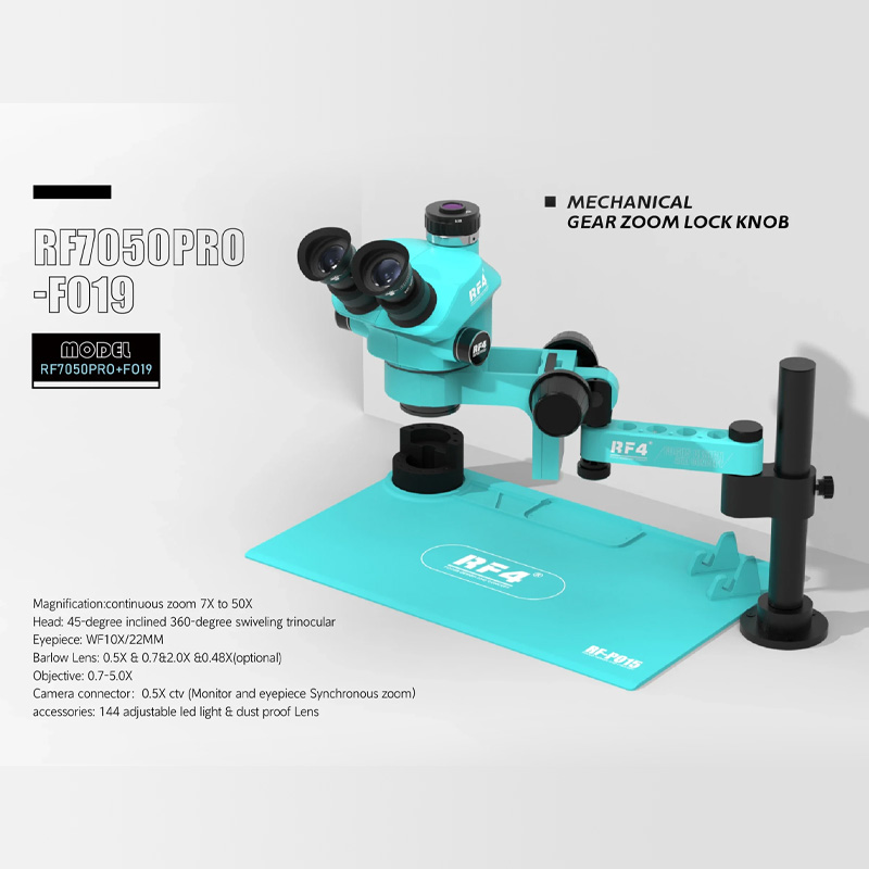 Kính hiển vi 3 mắt RF4 RF7050Pro-F019 với thiết kế tinh tế, giúp quan sát chi tiết hơn.