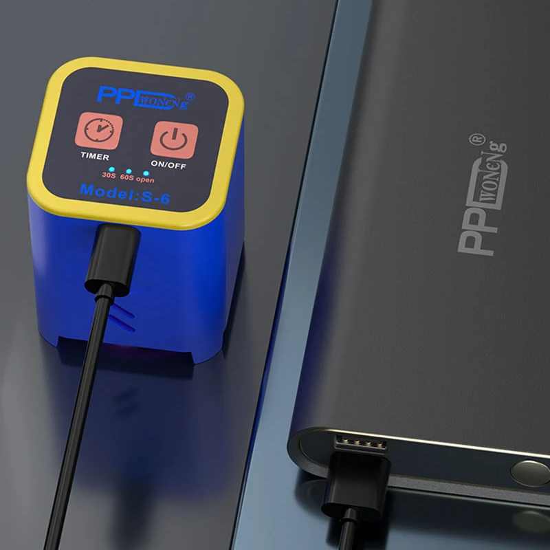 Chi tiết nút điều khiển thời gian 30s/60s và cổng sạc Type-C trên S-6 Pro.