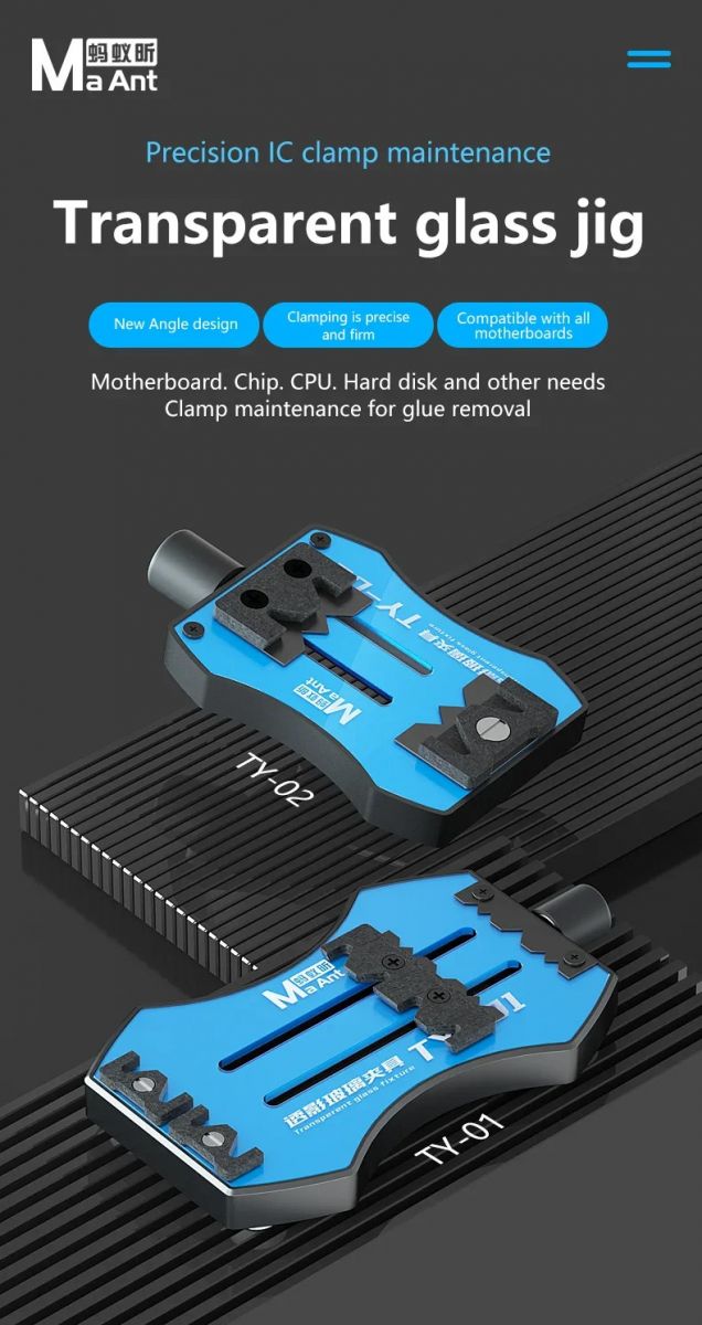 Hình ảnh tổng quan Kẹp Main MAANT TY-01/TY-02 với thiết kế kính trong suốt và kẹp linh hoạt.