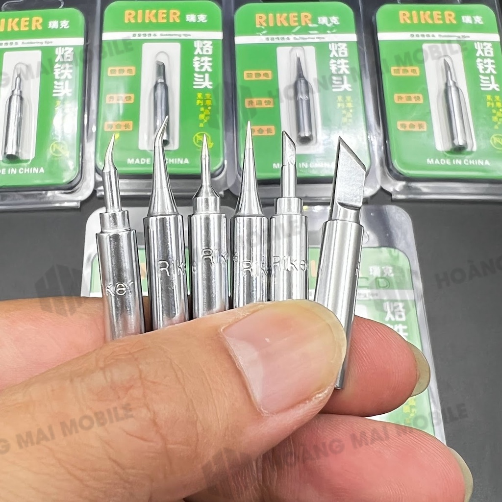 Hình ảnh bộ mũi hàn 936 RIKER trong bao bì blister xanh lá.