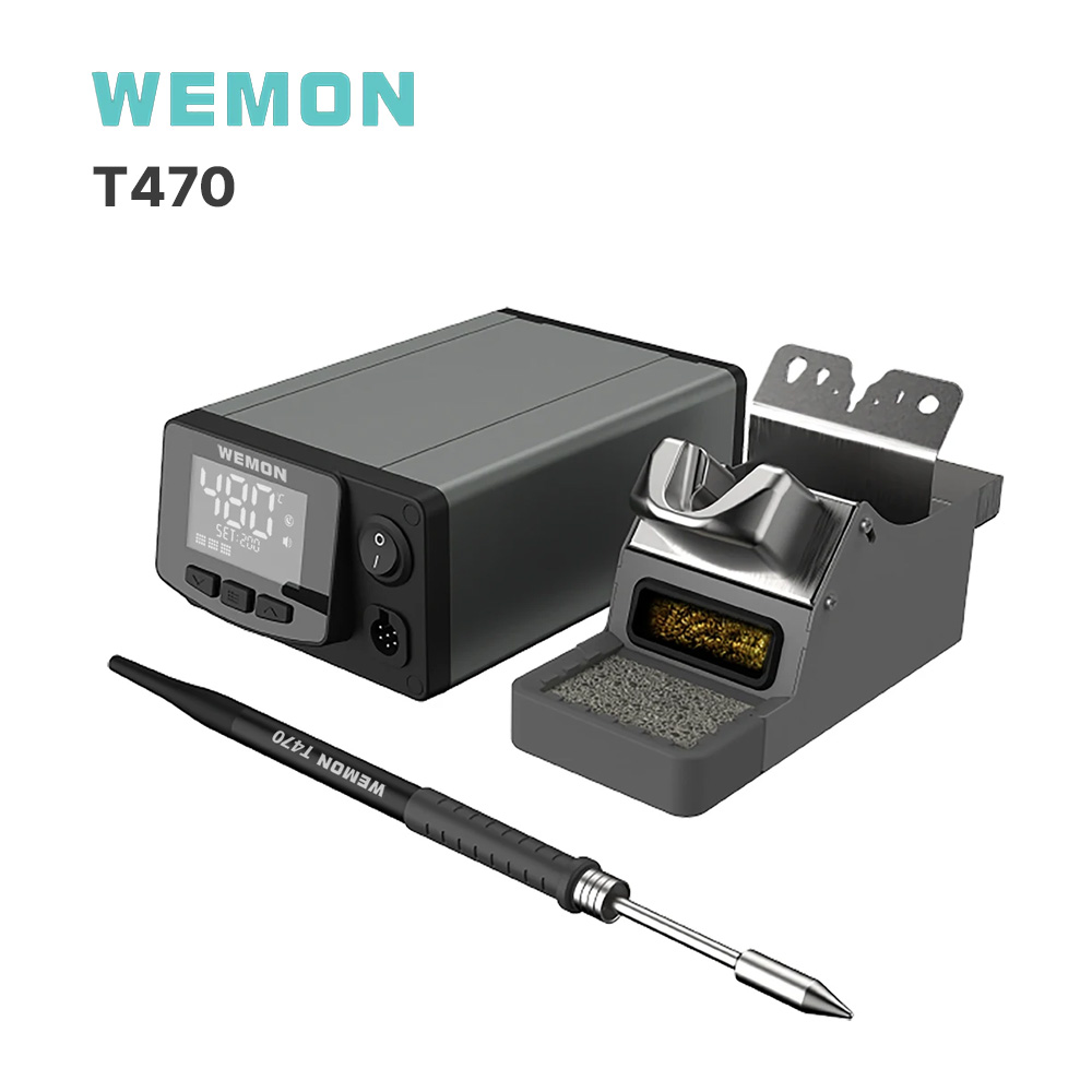 Hình ảnh mặt trước trạm hàn WEMON T470 với màn hình LCD và nút điều chỉnh