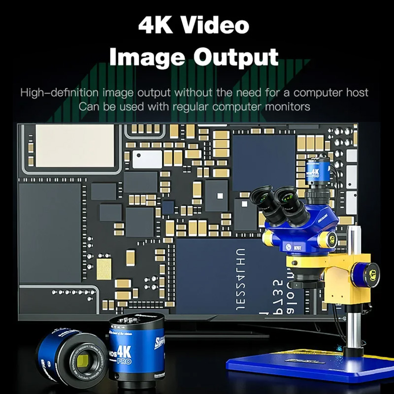 Hiệu ứng quan sát chi tiết bo mạch với camera 4K MECHANIC MOS-4K Pro