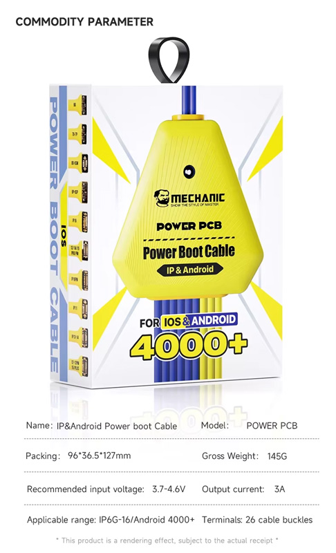 Bảng thông số kỹ thuật của Dây kích nguồn MECHANIC Power PCB