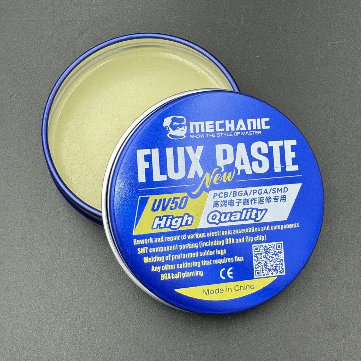 Mỡ hàn Mechanic UV50 Flux Paste hộp nhôm chính hãng no-clean halogen-free