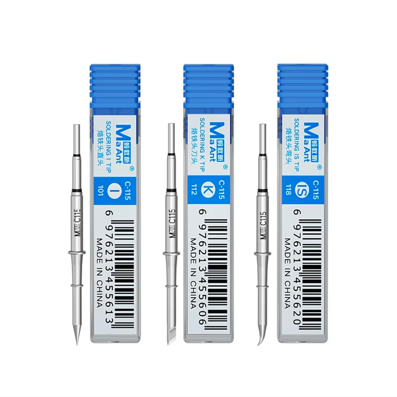 Toàn cảnh 3 loại mũi hàn C115 MAANT với bao bì riêng biệt