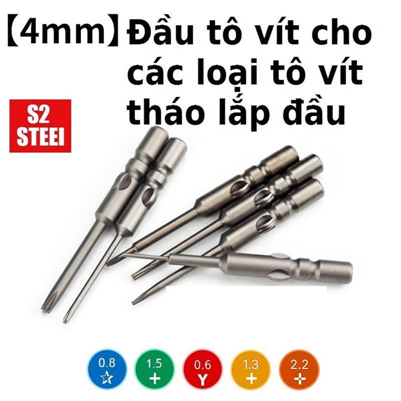 Bộ mũi vít S2 đồng chống từ lắp tô vít điện 5 kích cỡ